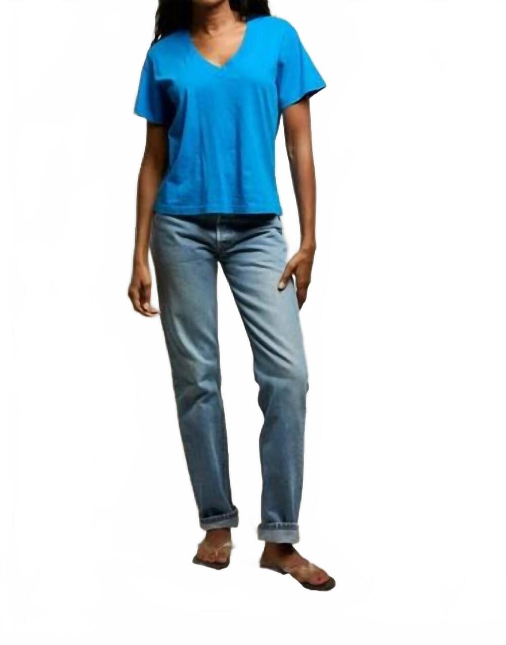 NEW PERFECTWHITETEE hendrix slightly-oversized v-neck tee in cobalt